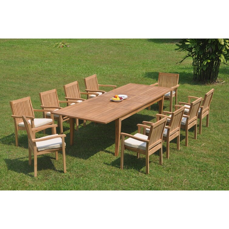 Rosecliff Heights Delvale 10 Person Rectangular Teak Outdoor